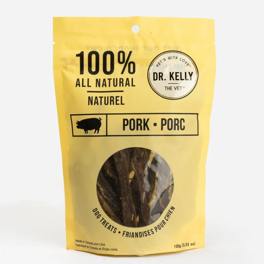 4 pack - Dr. Kelly The Vet 100% Natural Dog Treats - Pork 100g / each