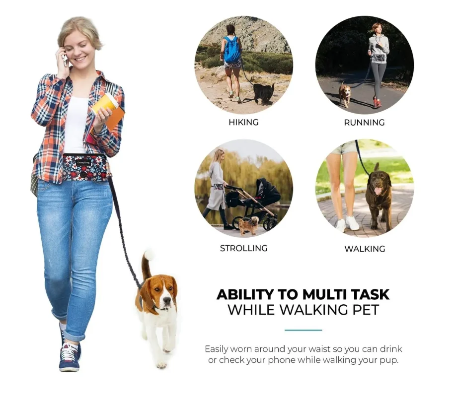 Floral Navy Hands Free Dog Leash